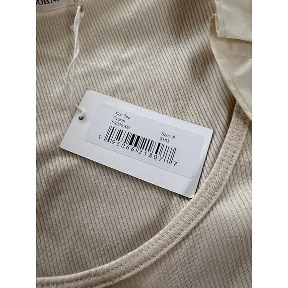 Ulla Johnson Koa Top in Cream Ribbed Knit Ruffle Cap Sleeve Size P Petite - Picture 5 of 10